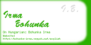 irma bohunka business card